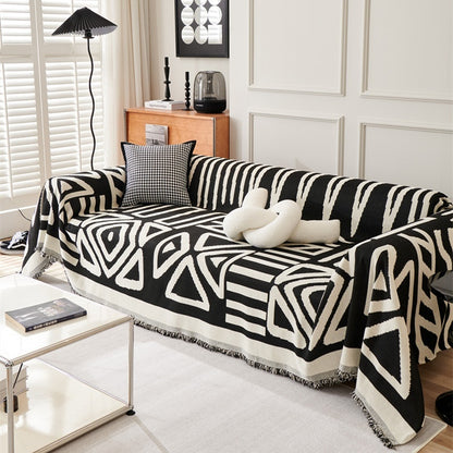 geometric boho style sofa couch cover in black colour