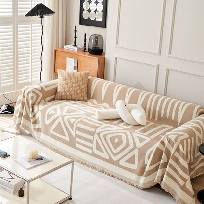 geometric boho style sofa couch cover in milk tea colour