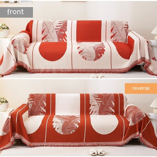 LeafLuxe Reversible Chenille Sofa Cover