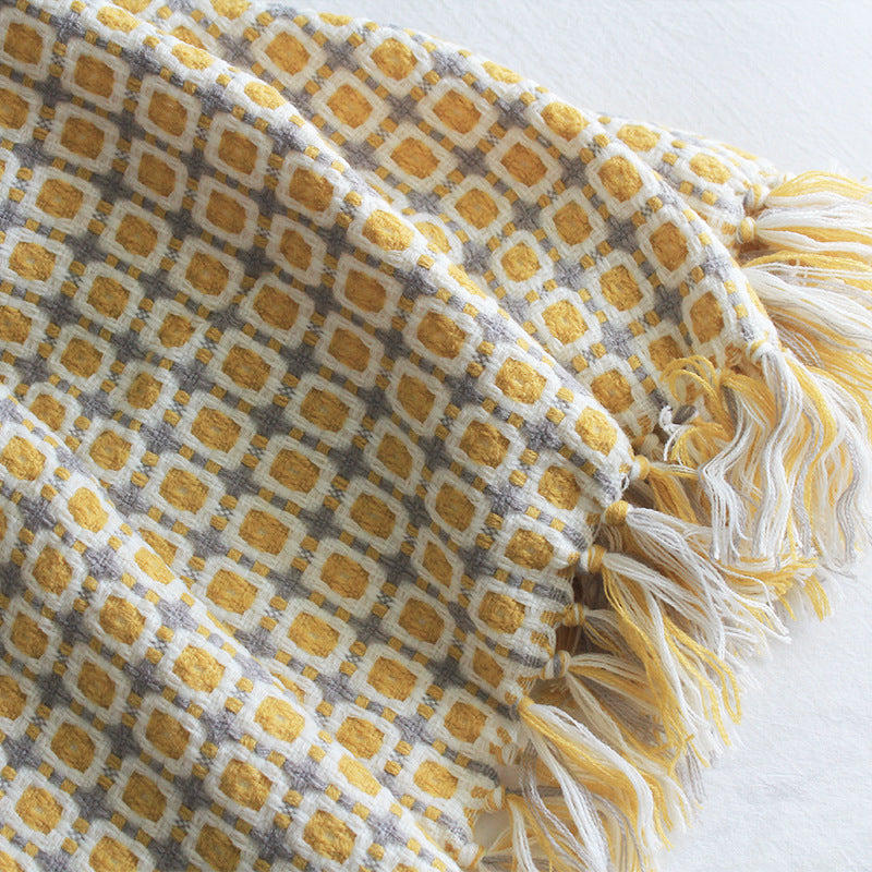 yellow boho throw with tassels