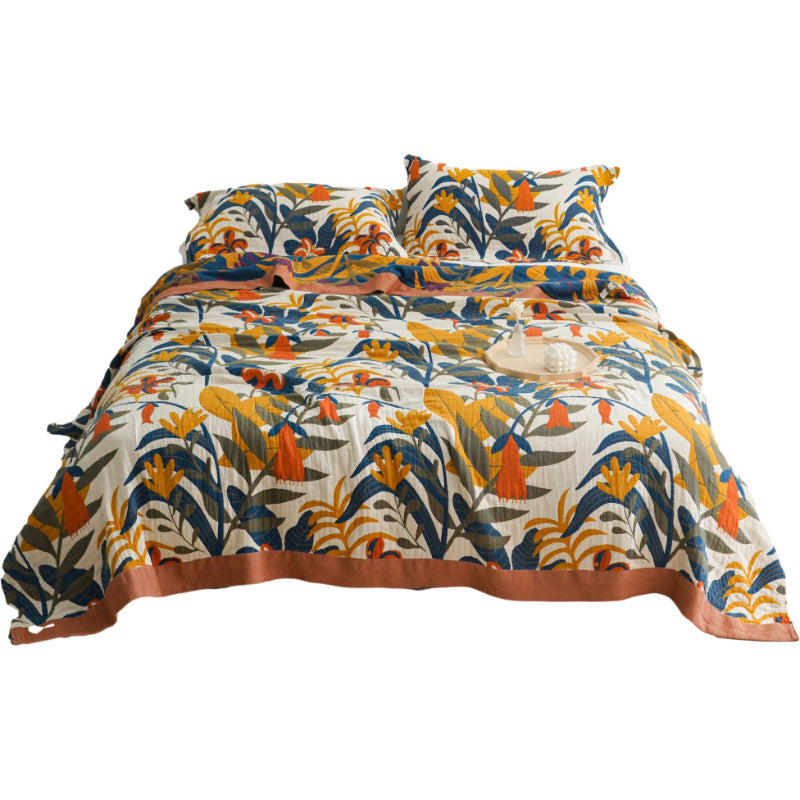 colourful blanket in flowers pattern
