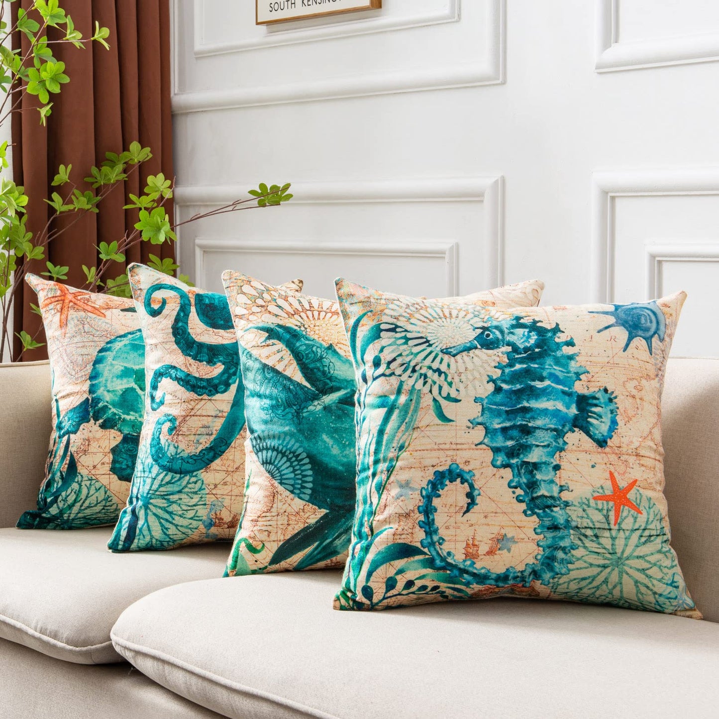 linen cotton cushion covers on sofa