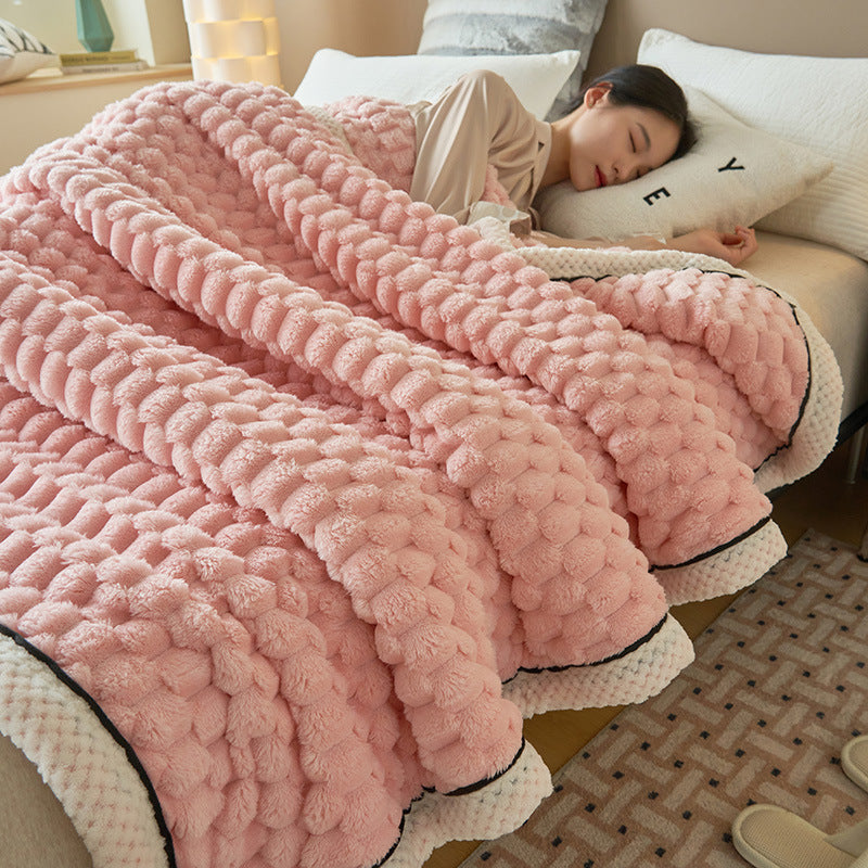 pink warm blanket for winter