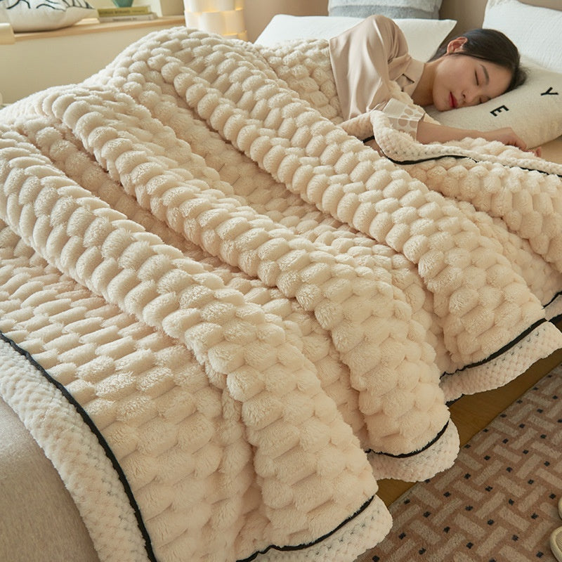 beige color warm blanket for winter 